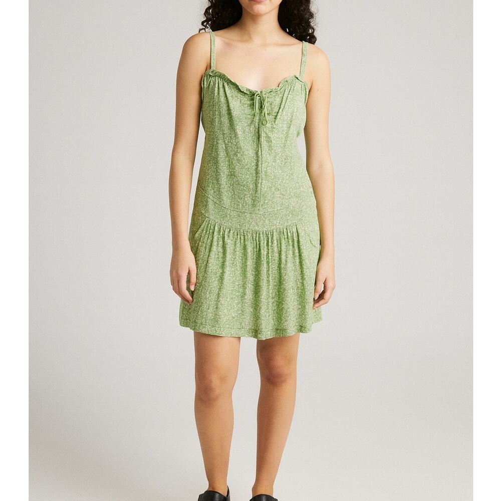 Y2K Marc by Marc Jacobs Ditzy Floral Mini Dress Drop Waist Sun Dress Sage Size 0